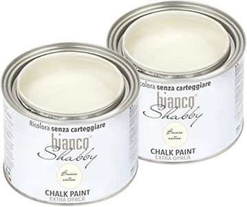 bianco Shabby Chalk Paint for All Surfaces – 2 x 500 ml Paint in Matt Antique White Also Suitable for Furniture – Chalk Paint Wood Paint – Furniture Paint for Indoor and Outdoor Use