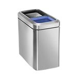 simplehuman CW1470 20L (10/10) Slim Open Recycling Office Business Commercial Bin with Recycle Indicator, Inner Buckets, Fingerprint-proof, Brushed Stainless Steel