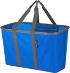 CleverMade SnapBasket 30 Liter Reusable Tote Bag with Reinforced Bottom: Collapsible Grocery Shopping Basket, Royal Blue/Charcoal