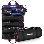 WORKPRO Tool Roll Bag | Multi-Purpose Tool Bag with 2 Detachable Pouches and 4 Zipper Tool Pouches | 720D Heavy Duty Tool Roll Organiser | Ideal for Storing Screwdrivers, Wrenches, Screws, Nuts