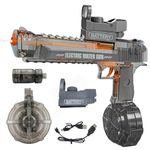 WireScorts Electric Water Gun with Rechargeable Battery, USB Charging, Red Dot Sight, Drum Magazine, 500ML Water Tank, Tactical Design with Silencer and Muzzle Flash