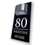 House Numbers Plaques With Solar Light Door Number House Signs Door Number Plaques For Wall House Name Plaques For Outside House Number Plaques With Light (Matt Black & Modern Text)