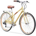 sixthreezero Reach Your Destination Women's Road Bike, 7 Speed Adult Hybrid Bicycle with Rear Rack, 28 Inch Wheels, Cream