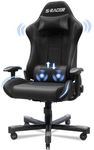 JUMMICO Massage Gaming Chair for Adults, Ergonomic Swivel Office Chair with Lumbar Support, Computer Chairs Racing Desk Chair for Home Office, Height Adjustable Reclining PU Video Game Chairs, Black