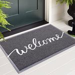 Colorxy “Welcome” Door Mat, Dirt Trapper Doormats Non-Slip Low Profile Durable Door Mat for Outdoor, Indoor, Entrance, Patio, Front Back Door, 30" x 17.5", Grey