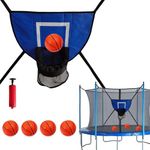 Trampoline Basketball Attachment - Backyard Basketball Hoop | Soft Hoop Set for Kids | Trampoline Game Accessory | Gym Basketballs Set | Lawn Activity Equipment (Blue)