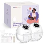 Nuliie Electric Breast Pump Hands-Free S32, Wearable Portable Breast Pumps 4 Modes 9 Levels, 24MM Comfortable Flange, More Private, Replaced Accessories Included (2 Packs, White)