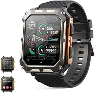 Smart watch military for men with call dials that can make calls and answer calls compatible for iOS Android , Fitness Activity tracker with IP68 5ATM Waterproof Ai voice, with 123 Sports Modes