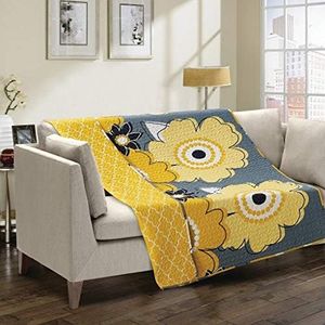 Virah Bella - Quilted Throw Blanket 50"x60" - Lightweight Throw Quilt for Accent, Decor, or Bedding - Floral-Themed Blanket