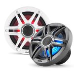 Clarion CMSP-651RGB-SWG Premium 6.5-inch Coaxial Marine Speakers with Built-in RGB Illumination, 50W RMS, with White & Gray Metallic Grilles