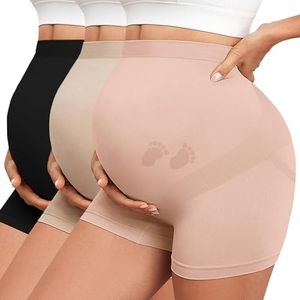 Y25D Maternity Shapewear Seamless Underwear Over Bump Pregnancy Shorts High Waist Panties Under Dress Belly Support