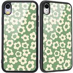 MAYCARI Compatible with iPhone 6/iPhone 6s Case Green Flower Design, Hard Back Cover with Cute Floral Pattern Soft TPU Bumper Protective Case for Children Women