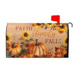 Autumn Pumpkin Sunflower Magnetic Mailbox Covers Large Size 25x21 Inch Fall Mailbox Covers Magnetic Thanksgiving Harvest Mailbox Wraps Post Letter Box Cover for Home Garden Yard Outdoor Decoration