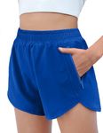 Zaclotre Girls Athletic Shorts with Zipper Pockets High Waisted Running Short Soccer Gym Sports Preppy Clothes for Kids Royal Blue