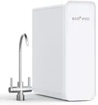 Ecoviva Reverse Osmosis System, 600GPD Tankless Reverse Osmosis Water Filter, 8 Stage Filtration Under Sink RO System, 2.5:1 Pure to Drain, Filter Life Monitor, RO&Filtered Water Options White