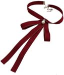 FASELE JKQBUX japanese Ladies Party Long Adjustable Bow Tie Womens Girl Necktie Bowtie female ribbon Women Ties, Dark Red, 11W*19L