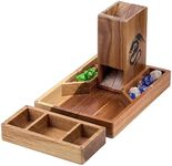 Tapeera Wooden Magnetic Dice Tower with Dice Tray for Dungeons and Dragons - DND Accessories Dice Rolling Tray with Dice Chamber - Portable Dice Roller Tower for Tabletop RPG Board Games - DND Gifts