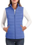 MAGCOMSEN Winter Vest Women 2024 Puffer Lightweight Sleeveless Zip Up Jacket Vests Stand Collar Padded Warm Outerwear Gilet Light Blue M