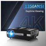 Daytime LED Projector 4K with WIFI and Bluetooth,1350ANSI Ultra HD Smart Daylight Projector Home Cinema Outdoor Movie Built in Apps,Android TV,DSP Audio,4D Keystone,HDR for Gaming,Ceiling,300" Display