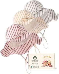 FURTALK 3 Pack Baby Sun Hat Toddler Beach Hat Girls UPF 50+ Wide Brim Infant Kids Summer Adjustable Sun Protection