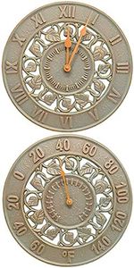 BestNest Whitehall Ivy Silhouette Clock & Thermometer Package, Copper Verdi
