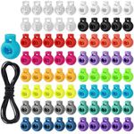 Sinofort 100Pcs Toggles for Drawstrings 18 Colors Toggles for Cord Locks Spring Toggle Drawstring Toggle With 3mm*4m Black Spring Rope for Shoelaces Clothing Backpack