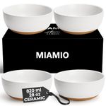 MIAMIO – Set of 4, 750 ml Ceramic Soup Bowls/Cereal Bowl Set for Salad, Oatmeal, Fruit, Rice – Dishwasher & Microwave Safe – Aura Collection