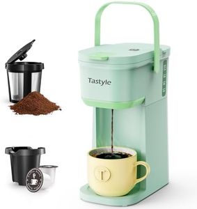 Tastyle Single Serve One Cup Coffee Maker, for K Cups and Grounds, Mini Coffee Maker with Portable Handle, 6 to 12 Oz Brew Size, for Travel, Camping, Office, RV and Dorm, Oasis