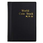 Coin Collector Book Collecting World Coin Stock Album 120 Coin Holder (Black)