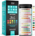 JNW Direct 15-in-1 Drinking Water Test Kit - 100 Strips - Quick & Easy Water Testing Strip for Lead, Alkaline, Chlorine, Hardness, Iron, Fluoride, Copper & More