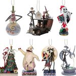 2024 Christmas Ornament Decorations, 7PCS Acrylic Cute Funny The Nightmare Before Christmas, 2D Flat Christmas Set Ornaments for Holiday and Car Interior