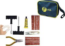 KVA Plus KV-138 Complete Tubeless Tyre Puncture Repair Kit with Pouch (Nose Pliers +Pouch+ Cutter + Rubber Cement + Extra Strips+ Finger Coverings) Tubeless Tyre Puncture Repair Kit