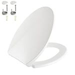 AOLALA Toilet Seat Elongated Soft Close Toilet Seat White Plastic Easy Clean and Quick Release Toilet Seat, Lid & Seat Quiet Soft Close for Bathroom