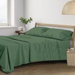 Trance Home Linen Pure 100% Cotton 400TC Plain Single Size Bedsheet with 1 Pillow Cover (54 x 90 Inch, Green)