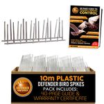 Defender Bird Spikes | Narrow Plastic Pigeon Deterrent | Pigeon Information Guide | 10 Metre Pack