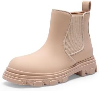DREAM PAIRS Girls Combat Ankle Chelsea Boots,Apricot,2 Little Kid