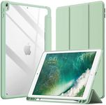 JETech Case for iPad Air 3 (10.5-Inch 2019, 3rd Generation) and iPad Pro 10.5-Inch with Pencil Holder, Clear Transparent Back Shell Slim Stand Shockproof Tablet Cover (Matcha Green)