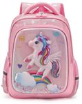 Elios 3D Unicorn School Backpack for Girls Age 3 to 6 Years Preschool Nursery and Grade 1 to 3, Superior Comfort, Night Reflective Strip, Birthday Rakhi Gift (Unicorn Pink (3-6 year old))