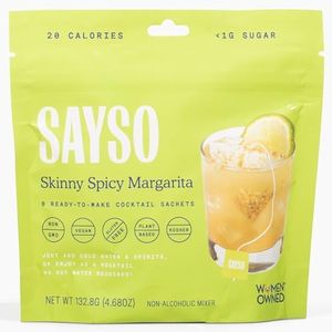SAYSO Skinny Spicy Margarita Original Cocktail Tea Bag | Cocktail or Mocktail in Under 1 Min, Without Hot Water, <1G Sugar, 20 Calories, Non-GMO, Gluten-free, Kosher & Vegan Mixer, 8 count