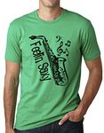 Think Out Loud Apparel Feelin Saxy Funny Saxophone T-Shirt Sax Humor Tee, Green, Small