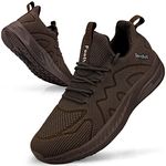 Feethit Trainers Men Running Shoes Tennis Sports Training Walking Gym Athletic Fitness Fashion Sneakers Trainers for Men Breathable Lightweight Comfortable Outdoor Flat Shoes for Jogging Brown UK11