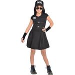 Amscan Lady S.W.A.T. Officer Costume Set - X-Large (14-16) - Sleek Black Faux Suede - Perfect for Party & Halloween