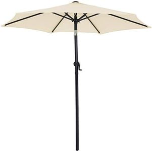 Kingsleeve® Sombrilla de Jardín Ø 200cm Protección UV 80+ Funda Protectora Manivela Parasol Grande Balcón Crema