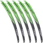 WORKPRO 15" Japanese Teeth Wood Pruning Reciprocating Saw Blades Set, Arc Cutting Edge 6TPI Pruning Saw Blades for Tree Pruning, Wood Cutting, Durable & Sharp, 5 Pack