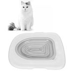 Cat Toilet Training Kit Toilet Training Seat for Cats Teach Cat to Use Toilet Universal Reusable Kitty Toilet Trainer for Pet Cleaning Cat Toilet Training System(White Tray, 1 Gray Inner Support)