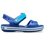 Crocs Crocband Sandals, Unisex-Kids Sandals, Lightweight and with Secure Fit, in Cerulean Blue / Ocean Strap and Stripe Detail, Size C11 UK