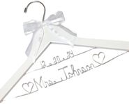 Personalized Bride Wedding Dress Hanger - White or Dark Hanger With Notches in the Hanger - Bride Name in Silver Or Gold Writing - Choice of 10 Bow Colors With or Without Wedding Date, Bridesmaid Gift