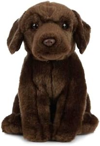 Living Nature Soft Toy - Plush Pet Animal, Chocolate Labrador Dog (20cm) - Realistic Soft Toys with Educational Fact Tags