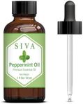 SIVA Peppermint Essential Oil 30ml (1 Fl Oz) with Premium Glass Dropper – 100% Pure, Natural, Undiluted & Therapeutic Grade, Perfect for Skin & Hair Rejuvenation, Body Massage, Diffuser & Aromatherapy