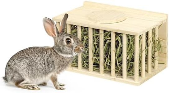 Navaris Porta Fieno per Conigli Nani - Portafieno Coniglio Nano - Fieniera in Legno - Accessori Animali Domestici - Mangiatoia Cibo - per Cavia Cincillà Porcellino d'India Criceto